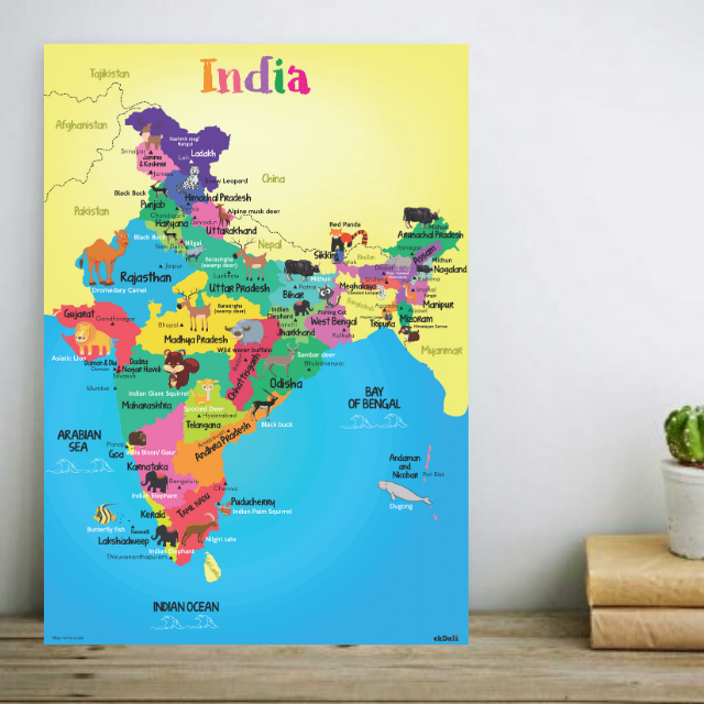 Wild Life depicted on India Map
